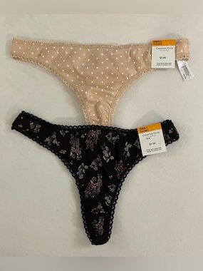 Charter Club Lace Thong Set Size S New with tags black Beige